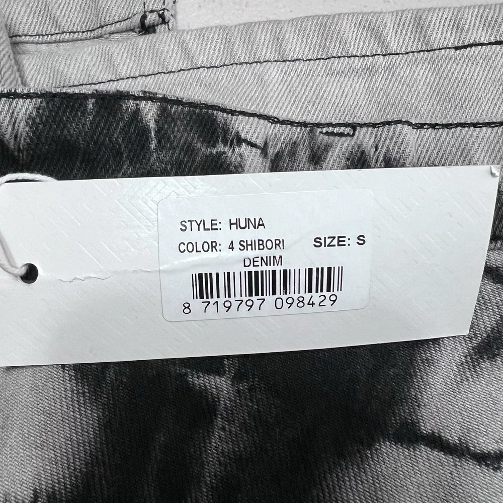 NEW! Daily Paper Huna Tie Dye Denim Skirt Shibori Black Grey Small Punk Grunge - Picture 10 of 13